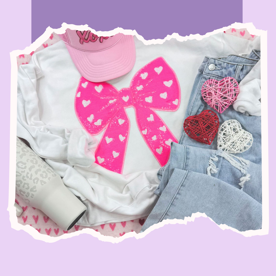 Sequin Pink Bow Sweatshirt