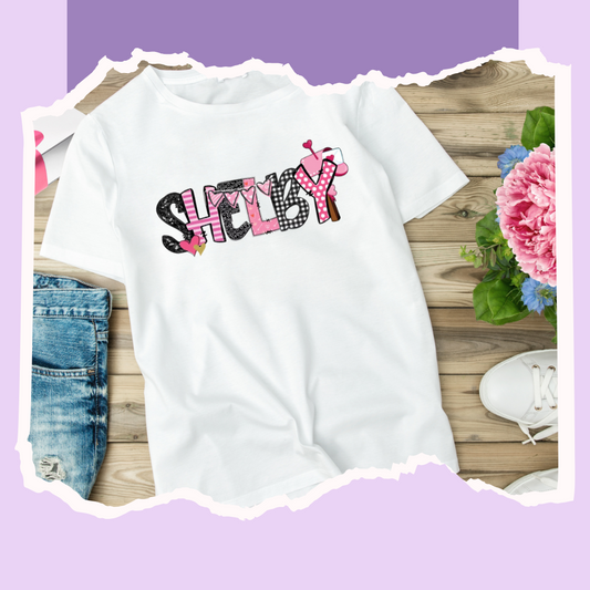 Valentine Custom Name Shirt - Pink